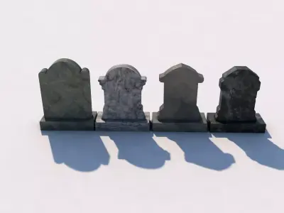 Set of 4 Tombstones Free 3D model