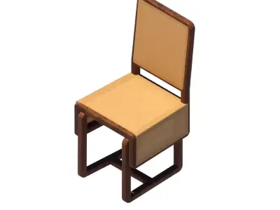 Rattan Wicker Chair 1 3D model