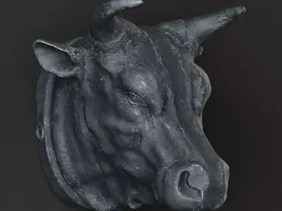 RH CIRCA 1900 CAST METAL BULLS HEAD 3D model