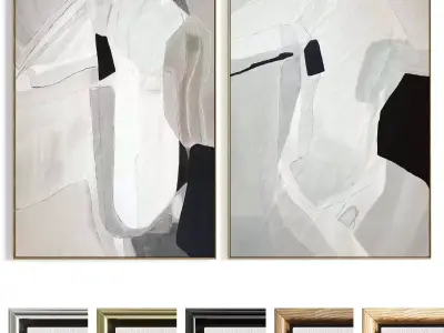 Plaster Two Photo Frame 488 Low-poly 3D model