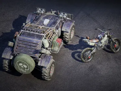 Last Guns - Apocalyptic Buggy and Motorbike Pack Low-poly 3D model