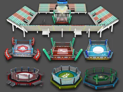 Cartoon Boxing Arena Low-poly 3D model