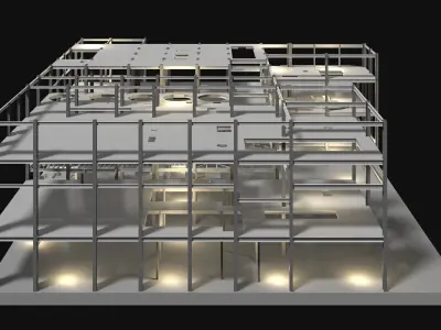 Factory structure in plan cut 25i05 3D model