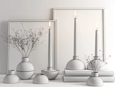 set1252 chinese vase set 3D model
