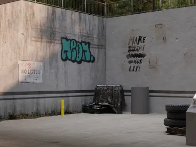 Urban Under Bridge Scene 3D Blend Textured FBX OBJ MTL Files 3D model