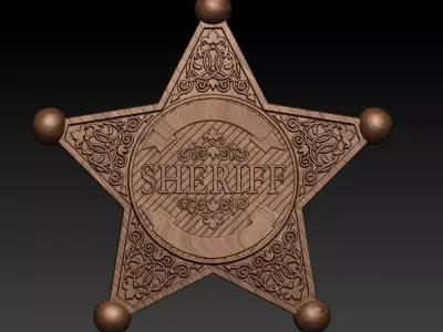Sheriff badge 3 pack  3d model 3D print model