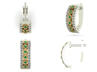 Earrings n 2 sapphire and diamond hoop 3D print model