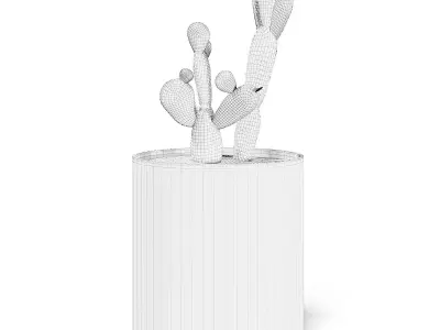 Cactus 3D Model in Metal Pot 3D model