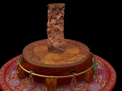 Chinese wood carving column  3D model