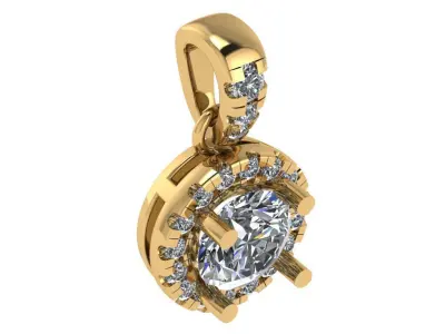 Halo pendant with round center diamond 3D print model