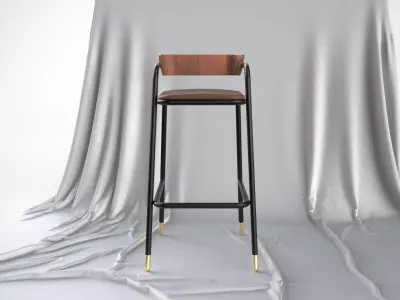 Designer Bar Stool Mid Century Modern Scandinavian Design 3D model