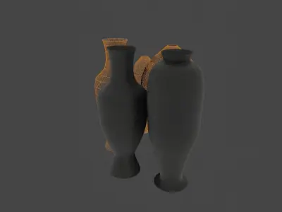 decor 1 set of orange vases 3D model
