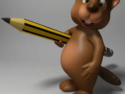 Cartoon beaver rigged Low-poly 3D model