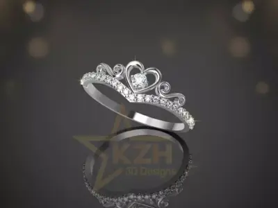 Heart Tiara Crown Ring 3D print model