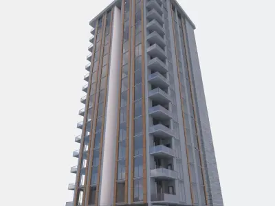 building 01 with interior Low-poly 3D model