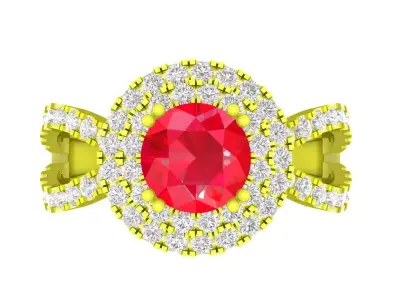 Luxury Halo Diamond Ring Jewelry Model 4546 3D print model