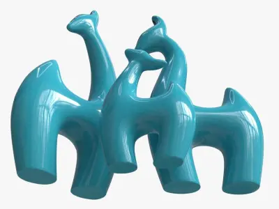 Abstract Animal Ceramic Figurine Set 02 3D model
