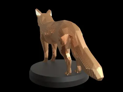Parametric Red Fox Low-poly 3D model