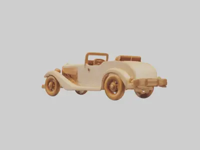 Wooden Car Model Low-poly 3D model