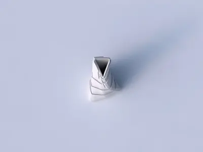 Vase twist grounded tipping triangle with sharp ribbons 3D print model