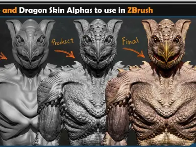 40 Reptile and Dragon Skin Brushes  Vol 01 3D model