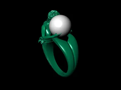 Mermaid pearl ring 3D model