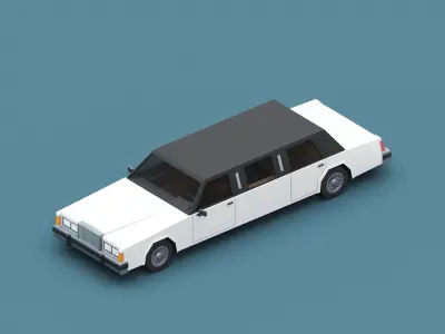 Stylized Cartoon Limousine 80s Low-poly 3D model
