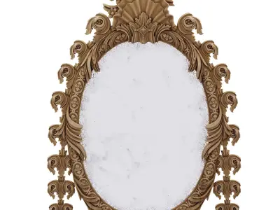 A Queen Anne Stone White Painted Carved Mirror 3D model