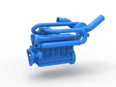 Twin Turbo straight-six engine Scale 1 to 25 3D print model