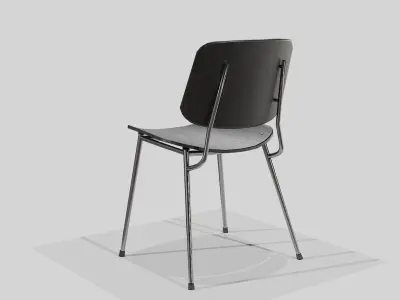 Soborg Metal Base Chair-Black lacquered and Chromed Low-poly 3D model