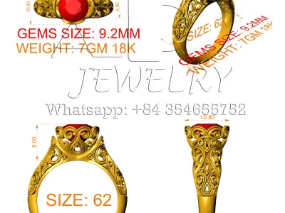 Engagement ring size 62 3D model