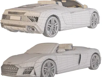 Audi R8 Spyder 2021 open roof 3D model