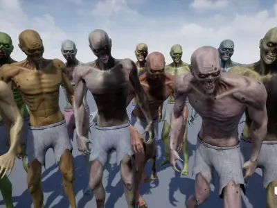 Zombie with Customizable Shaders Low-poly 3D model