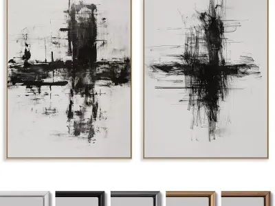 Abstract Painting Frame set 3D model 90