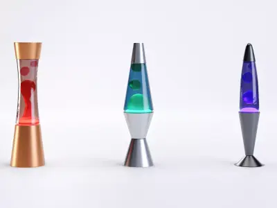 Set of Retro Lava Lamps - Decorative Interior Pack Low-poly 3D model