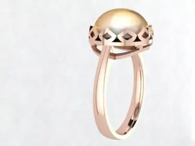 Model of a Pearl and Diamond Women Ring 3D print model