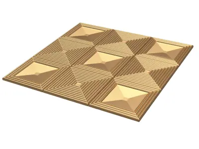 Parametric Decorative Panel 03 Gold Low-poly 3D model