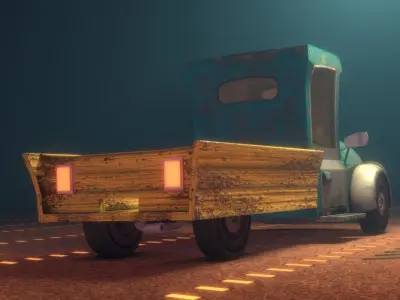 Truck model for movies and game engines Low-poly 3D model