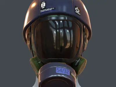 Gas mask helmet 3d model scifi Low-poly  Low-poly 3D model