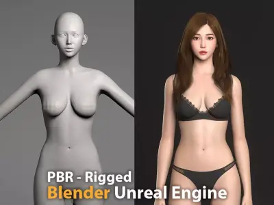 Annie - Lowpoly and Highpoly 3D Bundle Low-poly 3D model