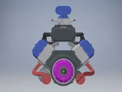 W16 Engine with Supercharger 3D model