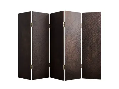 Hammered Wooden Room Divider with Rustic Design 3D model