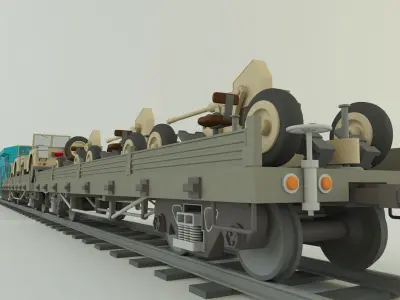 train locomotive wagon willys jeep 3D model