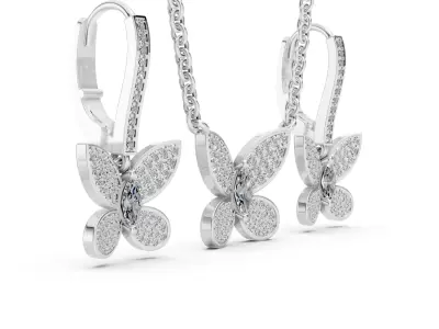 Graff Butterfly Pendant and Earrings 3D print model