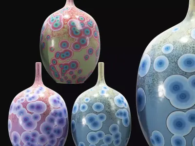 Vase-10 set of colorful vases Low-poly 3D model