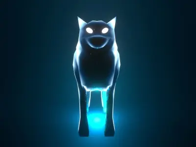 Universal Wolf - Real-time Material Reaction Low-poly 3D model