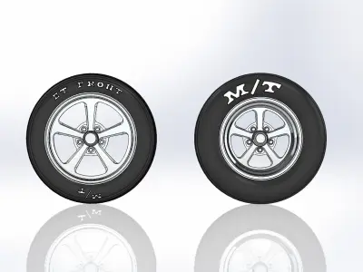 Set of wheels Billet Dominator for scale model dragster 3D print model