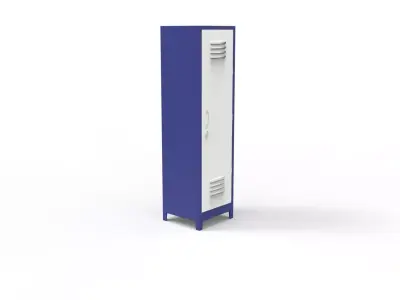 METAL CABINET-SINGLE LONG-BLUE AND WHITE Low-poly 3D model