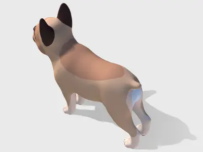 Cartoon Dog - French Bulldog Low-poly 3D model