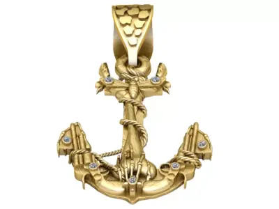 ANCHOR WITH ROPE PENDANT 3D PRINTABLE MODEL  3D print model